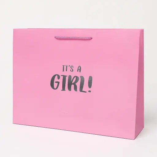 [H2818000000] H28 18 (5"x17.5"x13")  Pink Gift Bag | Perfect for Gender Reveal, Baby Girl Gifts, Baby Shower, Newborn Gifts, Special Occasion Gifting