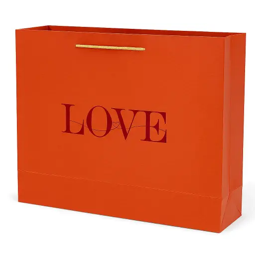 [H2819000000] H28 19 (5"x17.5"x13") Orange "LOVE" Gift Bag | Perfect for  Wedding, Valentine Day, Anniversary, Special Occasion Gifting