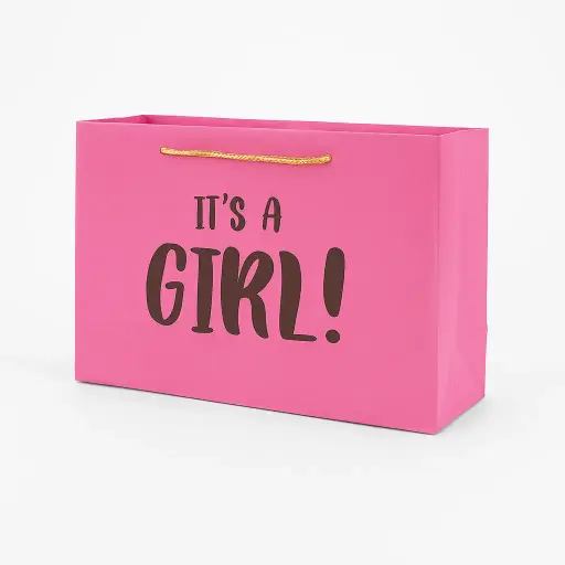 [H2917000000] H29 17 (3.5"x10.5"x7") Pink Gift Bag | Perfect for Gender Reveal, Baby Girl Gifts, Baby Shower, Newborn Gifts, Special Occasion Gifting
