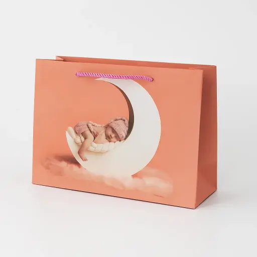 [H2923000000] H29 23 (3.5"x10.5"x7") Pink Printed Gift Bag | Perfect for Gender Reveal, Baby Gifts, Baby Shower, Newborn Gifts, Special Occasion Gifting