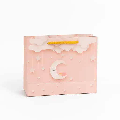 [H3004000000] H30 04 (2"x7"x5") Pink Printed Gift Bag | Perfect for Gender Reveal, Baby Girl Gifts, Baby Shower, Newborn Gifts, Special Occasion Gifting
