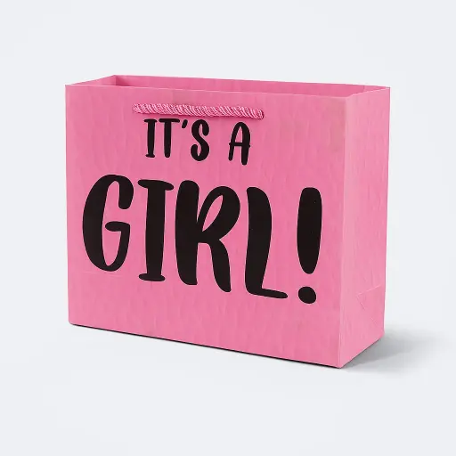 [H3019000000] H30 19 (2"x7"x5") Pink Gift Bag | Perfect for Gender Reveal, Baby Girl Gifts, Baby Shower, Newborn Gifts, Special Occasion Gifting