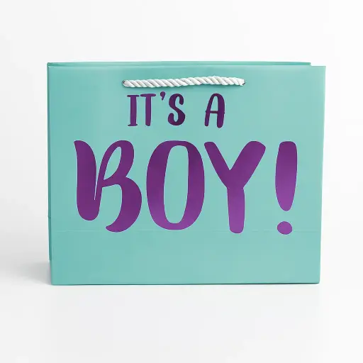 [H3021000000] H30 21 (2"x7"x5") Blue Gift Bag | Perfect for Gender Reveal, Baby Boy Gifts, Baby Shower, Newborn Gifts, Special Occasion Gifting