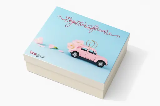 [B3599000000] B35 99 (11"x14"x4") White & Blue Gift Box | Romantic Gift Box | Couple Gift Box | Wedding Gift Box | Anniversary Gift Box | Valentine Gift Box