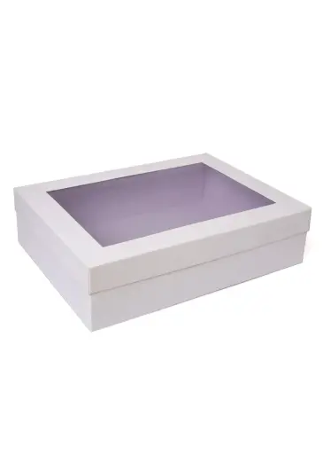 [B3647000000] B36 47 (12"x16"x4" Inches) White Window Display Gift Box | Birthday Gift Box | Eid Gift Box | Wedding Gift Box
