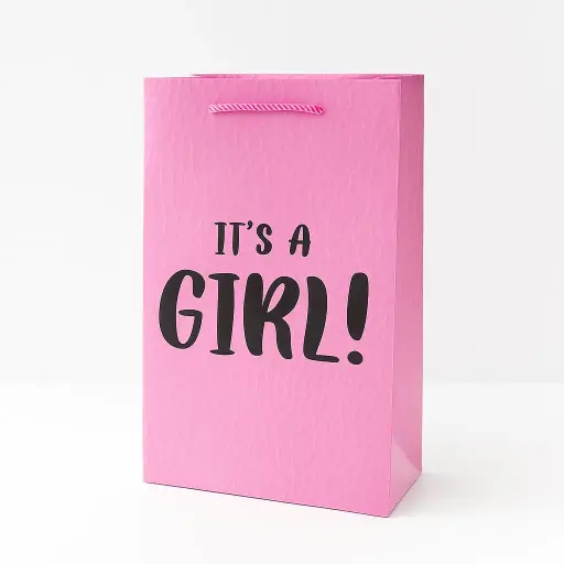 [H2720000000] H27 20 (3.5"x7"x11") Pink Gift Bag | Perfect for Gender Reveal, Baby Girl Gifts, Baby Shower, Newborn Gifts, Special Occasion Gifting