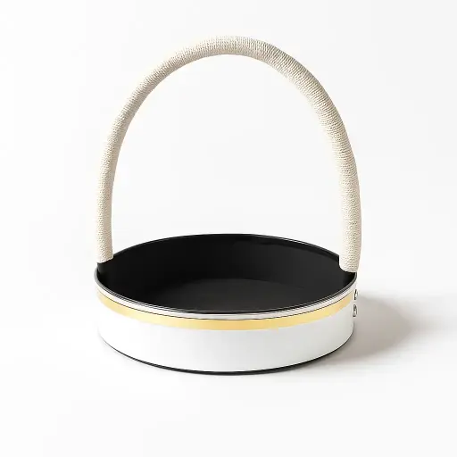 [K2101KHI000] K21 01 (14"X14"X3") White Round Gift Basket | Wedding, Engagement, Corporate Gifting, Luxury Product Display