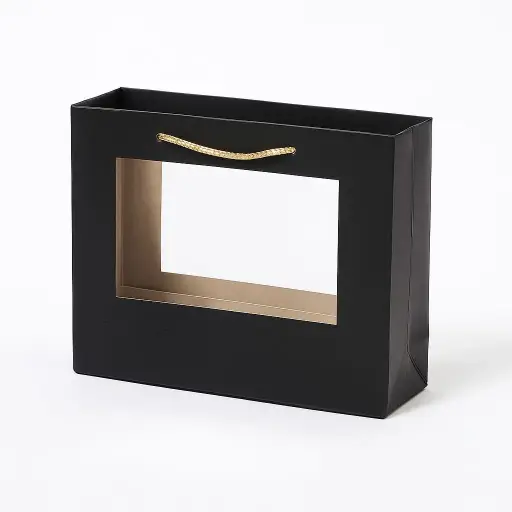 [H30W02BLACK] H30 W02 (2"x7"x5") Black Window Display Gift Bag | Perfect for  Birthday, Everyday Gifting, Wedding, Corporate, Special Occasion Gifting