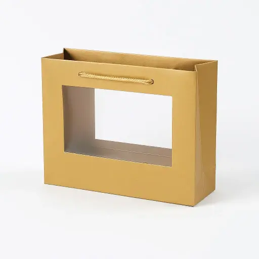 [H30W03GOLDN] H30 W03 (2"x7"x5") Gold Window Display Gift Bag | Perfect for  Birthday, Everyday Gifting, Wedding, Corporate, Special Occasion Gifting