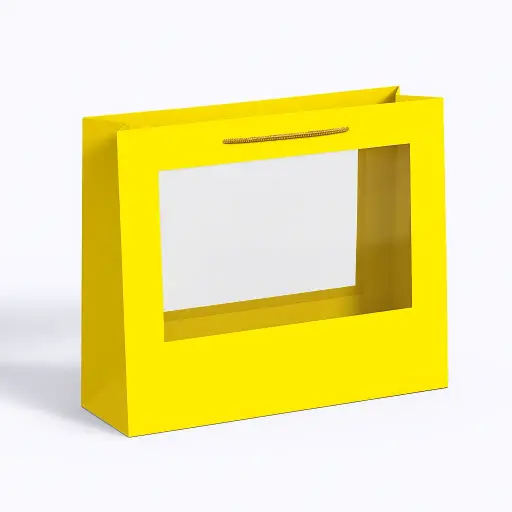[H28W01YELLO] H28 W01(5"x17.5"x13") Yellow Window Display Gift Bag | Perfect for  Birthday, Everyday Gifting, Wedding, Corporate, Special Occasion Gifting