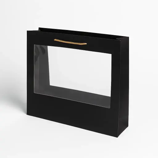 [H28W02BLACK] H28 W02 (5"x17.5"x13") Black Window Display Gift Bag | Perfect for  Birthday, Everyday Gifting, Wedding, Corporate, Special Occasion Gifting