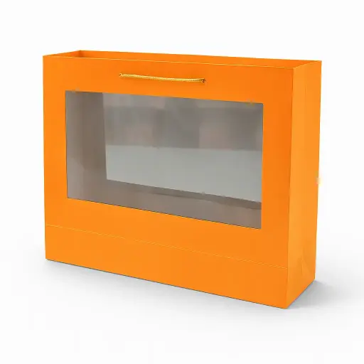 [H28W03ORANG] H28 W03 (5"x17.5"x13") Orange Window Display Gift Bag | Perfect for  Birthday, Everyday Gifting, Wedding, Corporate, Special Occasion Gifting