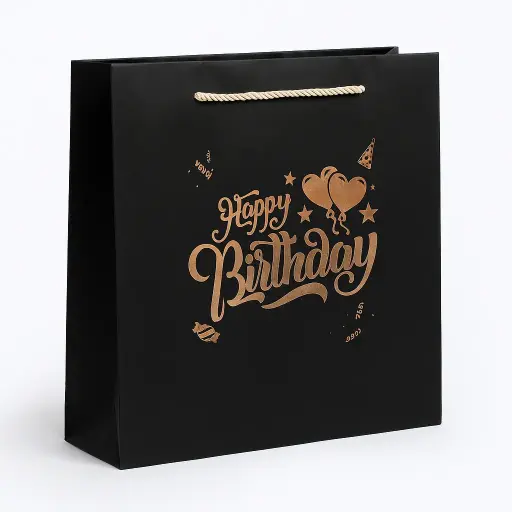 [H1727000000] H17 27 (4"x13"x12.5") Black Gift Bag | Perfect for  Birthday Gifting