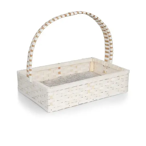 [K2910CANE00] K29 10 (12"x15"x3.5") White Woven Gift Basket with Handle  | Empty Decorative Gift Hamper | Decorative Storage Basket for Wedding, Corporate Gifts, Baby Shower, Bridal Shower