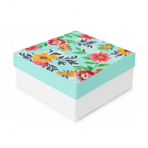 [B0513000000] B05 13 (5.5"x5.5"x2.5") White & Blue Gift Box | Birthday Gift Box | Wedding Gift Box | Favor Box | Eid Gift Box