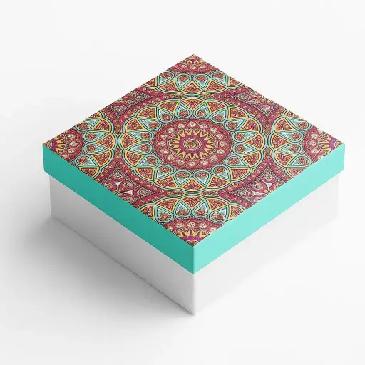 [B0516000000] B05 16 (5.5"x5.5"x2.5") White & Aqua Gift Box | Birthday Gift Box | Wedding Gift Box | Favor Box | Eid Gift Box