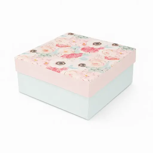 [B0517000000] B05 17 (5.5"x5.5"x2.5") White & Blush Pink Gift Box | Birthday Gift Box | Wedding Gift Box | Favor Box | Eid Gift Box