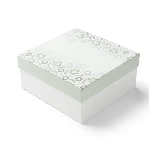 [B0518000000] B05 18 (5.5"x5.5"x2.5") White & Sage Green Gift Box | Birthday Gift Box | Wedding Gift Box | Favor Box | Eid Gift Box