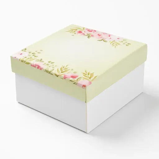 [B0535000000] B05 35 (5.5"x5.5"x2.5") White & Pale Green Gift Box | Birthday Gift Box | Wedding Gift Box | Favor Box | Eid Gift Box