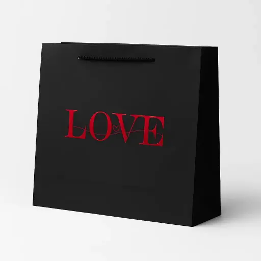 [H1715000000] H17 15 (4"x13"x12.5") Black Gift Bag | Perfect for  Wedding, Valentine Day, Anniversary, Special Occasion Gifting