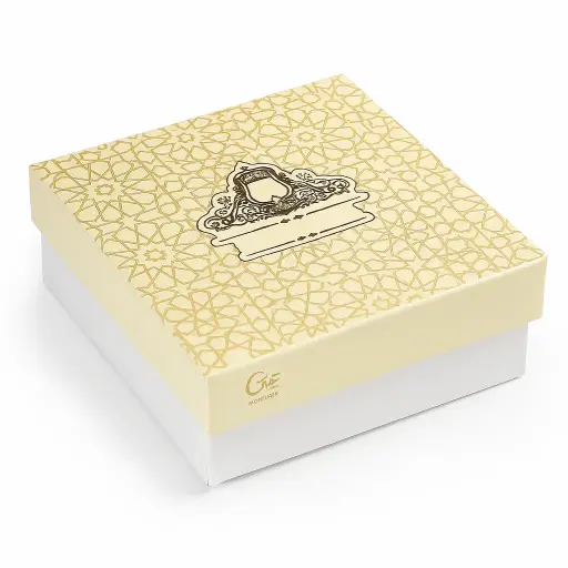[B0303000000] B03 03 (3.5"x3.5"x1.5") White & Gold Gift Box | Eid Gift Box | Wedding Gift Box | Birthday Gift Box 