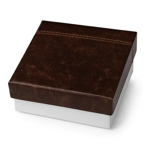[B0304000000] B03 04 (3.5"x3.5"x1.5") White & Leather Brown Gift Box | Eid Gift Box | Wedding Gift Box | Birthday Gift Box | Corporate Gift Box