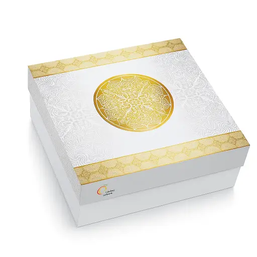 [B0310000000] B03 10 (3.5"x3.5"x1.5") White & Gold Gift Box | Eid Gift Box | Wedding Gift Box | Birthday Gift Box 