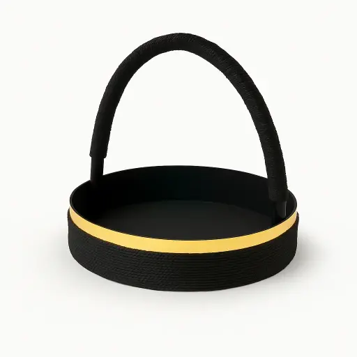 [K2104KHI000] K21 04 (14"X14"X3") Black Round Gift Basket | Wedding, Engagement, Corporate Gifting, Luxury Product Display