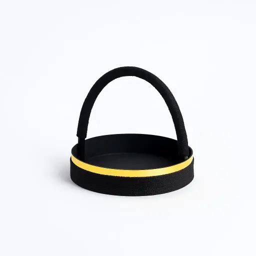 [K2004KHI000] K20 04 (13"X13"X3") Black Round Gift Basket | Wedding, Engagement, Corporate Gifting, Luxury Product Display