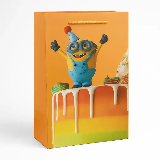[H2713000000] H27 13 (3.5"x7"x11") Joyful Minion Gift Bag | Perfect for Celebrations, Kids Birthdays, Everyday Gifting