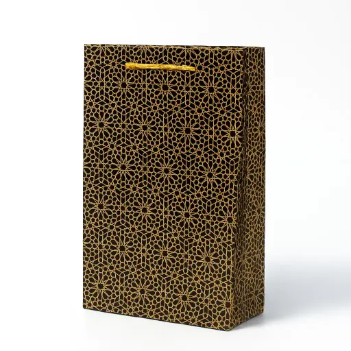 [H2715000000] H27 15 (3.5"x7"x11") Black & Gold Gift Bag | Perfect for  Birthday, Islamic Events, Wedding, Eid, Special Occasion Gifting