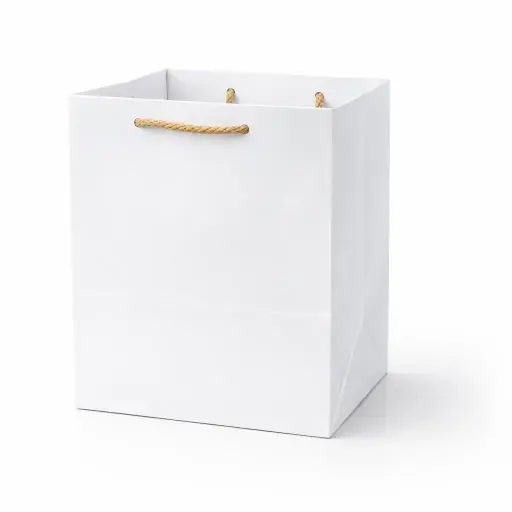[H0603WHITE0] H06 03 (9"x9"x8.5") White Plain Gift Bag | Perfect for Medium-Sized Items, Books, Small Apparel, Sweets, Cosmetic Sets, and Special Event Giveaways