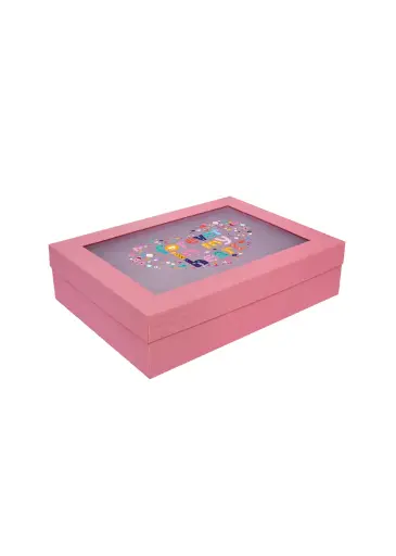 [B3604000000] B36 04 (12"x16"x4") Pink Window Display Gift Box | Valentine's Day Gift Box | Anniversary Gift Box | Mother's Day Gift Box