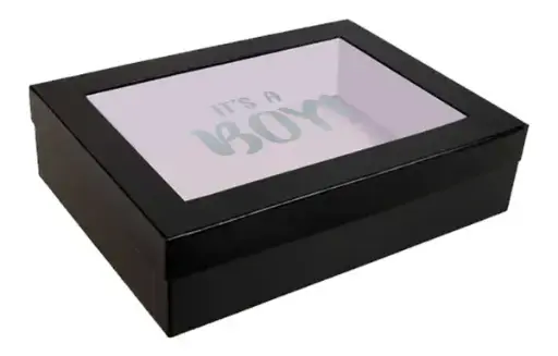 [B3612000000] B36 12 (12"x16"x4" Inches) Black Window Display Gift Box | Baby Shower Gift Box | Gender Reveal Gift Box 
