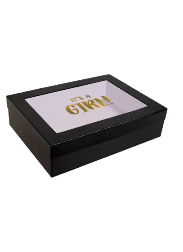[B3644000000] B36 44 (12"x16"x4" Inches) Black Window Display Gift Box | Baby Shower Gift Box | Gender Reveal Gift Box | Baby Girl Gift Box
