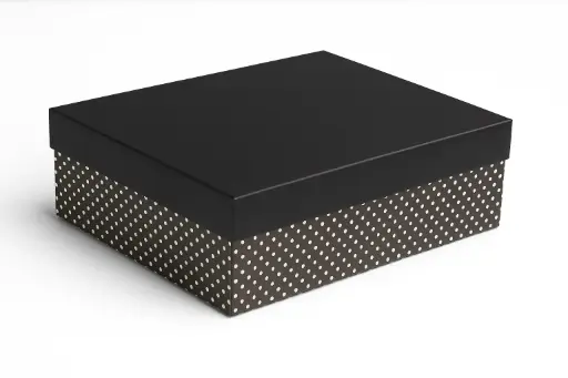 [B3503000000] B35 03 (11"x14"x4") Black & White Polka Dot Gift Box  | Birthday Gift Box | Formal Occasion Gift Box | Corporate Gift Box | Eid Gift Box 
