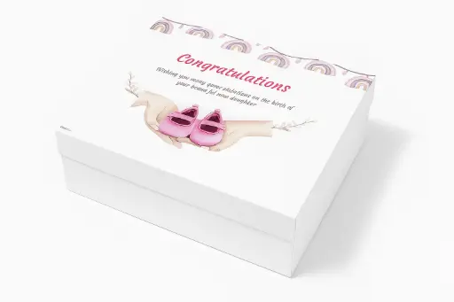 [B3538000000] B35 38 (11"x14"x4") White Gift Box | Baby Girl Gift Box | Baby Shower Gifts | Newborn Gift Box | Gender Reveal (Girl) Gift Box | Baby Clothes Box 