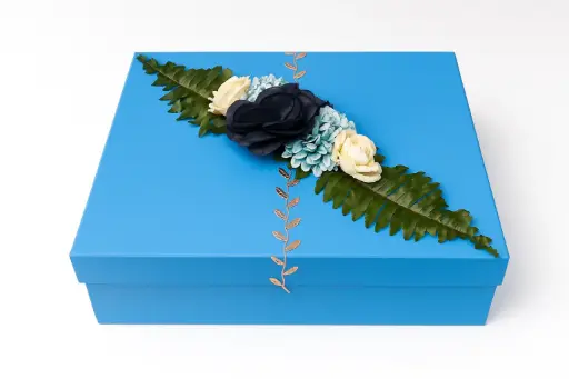 [B3573000000] B35 73 (11"x14"x4") Blue Floral Gift Box | Wedding Gift Box | Bridal Shower Gift Box | Engagement Gift Box | Corporate Gift Box