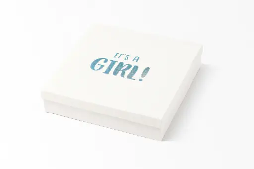 [B2307000000] "It's a Girl!" Baby Shower Gift Box | New Born Baby Girl Gift Box 30.48 x 30.48 x 6.35 cm (12x12x2.5 Inches) | Premium White Gift Packaging | Gender Reveal (Girl) Gift Packaging | Baby Announcement Gift Box