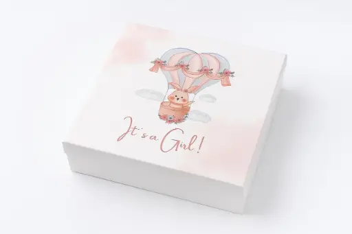 [B2317000000] B23 17 (12"x12."x2.5") White Gift Box | Baby Girl Gift Box | Celebration Gift Box | Baby Shower Favors | Gender Reveal (Girl) Gift Box 