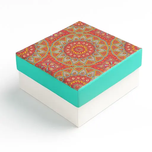 [B0416000000] B04 16 (4"x4"x2") Teal & White Gift Box | Sweet Gift Box for 1/4kg