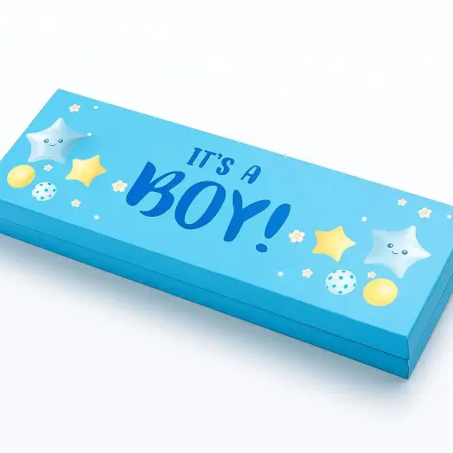 [B5001000000] B50 01 (4"x13"x1.5" Inches) Newborn Baby Boy Blue Gift Box | Baby Shower Gift | Gender Reveal (Boy) Gift Box