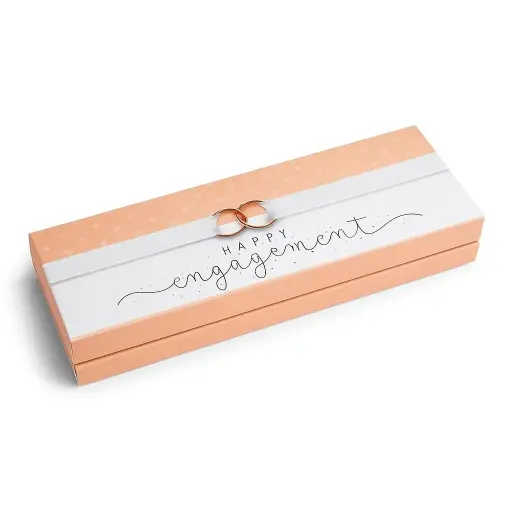 [B5003000000] B50 03 (4"x13"x1.5") Off-White/Light Peach Gift Box | Engagement Gift Box | Couple Gift Box