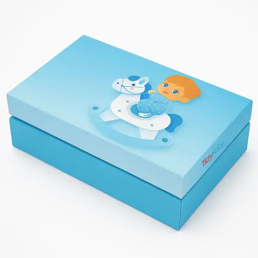 [B5101000000] B51 01 (7.3"x7.3"x5.3" In) Newborn Baby Boy Blue Gift Box | Baby Shower Gift | Gender Reveal (Boy) Gift Box