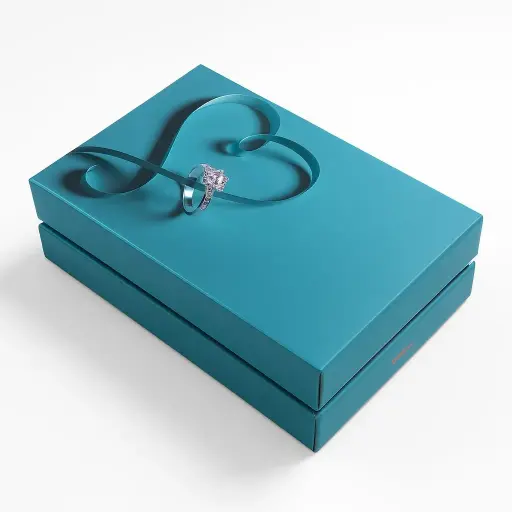 [B5103000000] B51 03 (7.3"x7.3"x5.3" In) Engagement Blue Gift Box | Proposal Gift Box | Romantic Gift Box | Couples' Gift Box