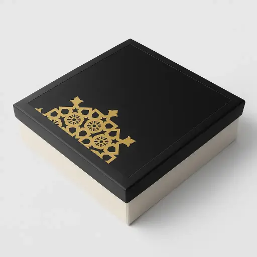 [B1502000000] B15 02 (7"x7"x2") Black/Cream Gift Box | Sweet Gift Box for 1/2kg