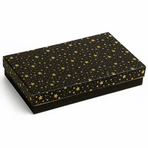 [B3001000000] B30 01 (9"x16"x2")Black/Gold Patterned Gift Box | Sweet Gift Box for 2kg