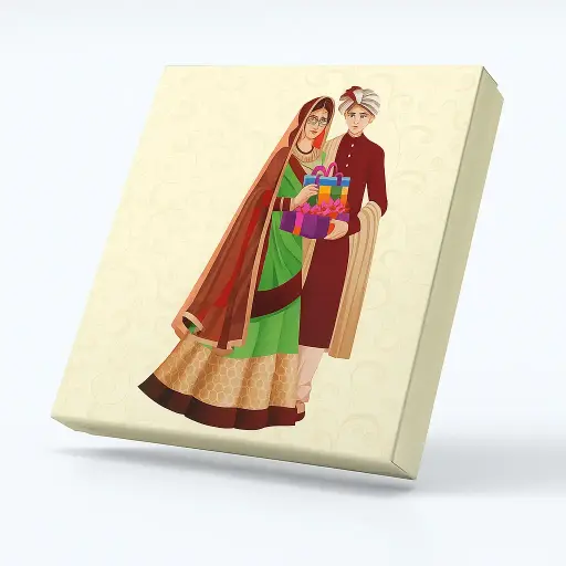 [B1307000000] B13 07 (8"x8.5"x1.5") Cream Gift Box | Anniversary Gift Box | Wedding Gift Box | Engagement Gift Box | Couple Gift Box