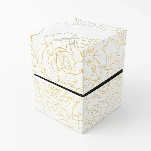 [B4401000000] B44 01 (4"x4"x5.5" Inches) White/Gold Gift Box | Birthday Gift Box | Eid Gift Box | Wedding Gift Box