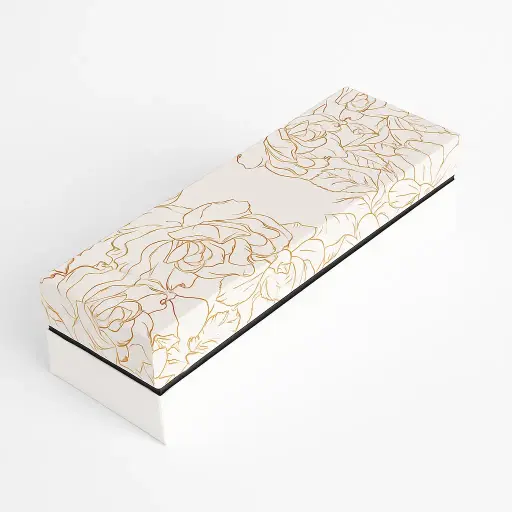 [B4701000000] B47 01 (4"x12"x3" Inches) White/Gold Gift Box | Birthday Gift Box | Anniversary Gift Box | Wedding Gift Box